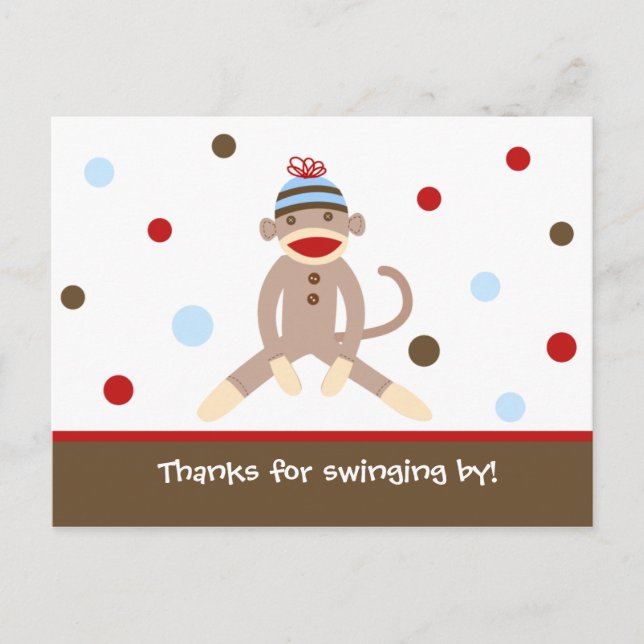 Sock Monkey Remerciez votre note Cartes postales (Devant)