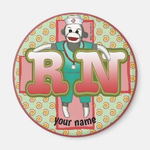 Sock Monkey RN Nurse aimant