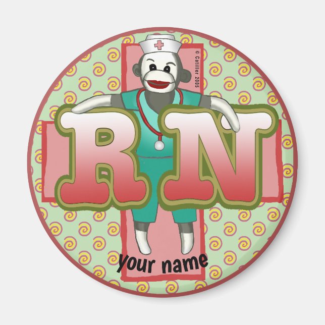 Sock Monkey RN Nurse aimant (Devant)