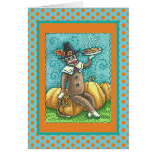 SOCK MONKEY THANKSGIVING GREETING CARD Verse