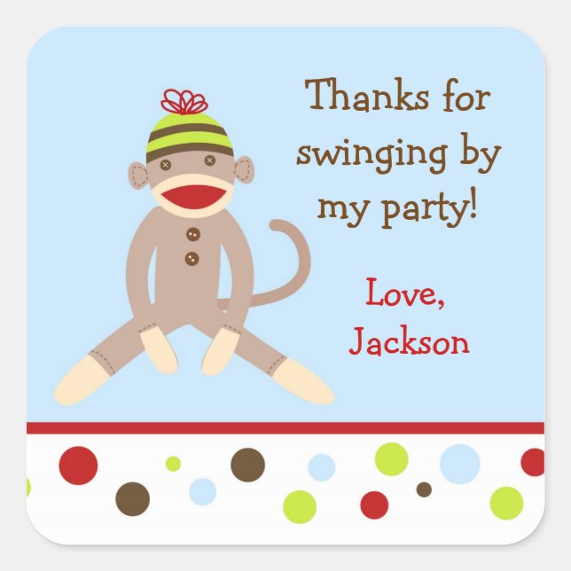 Sock Singe Anniversaire Fête Favoriser Stickers ét (Devant)