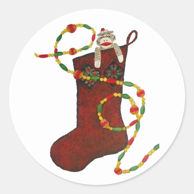 Sock Singe Christmas Stocker Sticker (Devant)