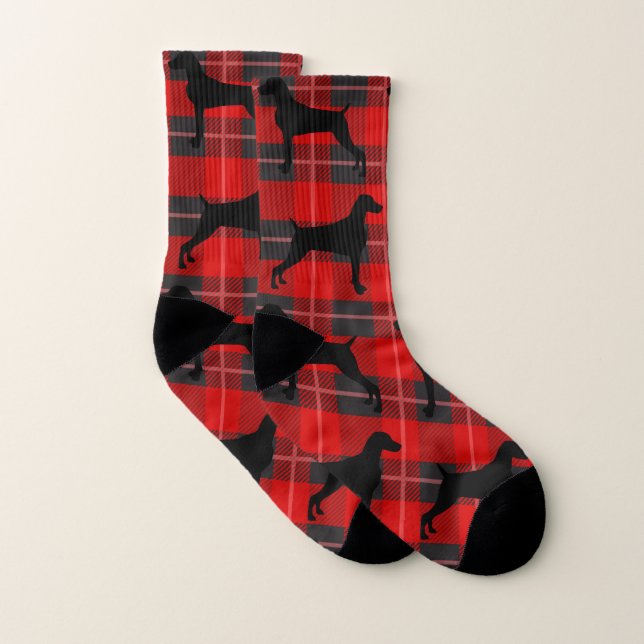 SOCKS DE WEIMARANERS ET DE PLAID (Paire)