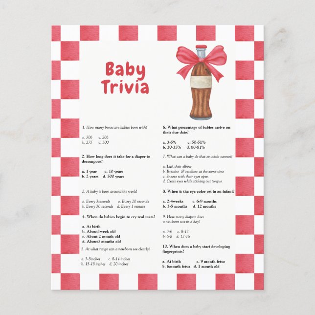 Soda en bouteille - Bébé Quiz | Jeu de Baby Shower (Devant)