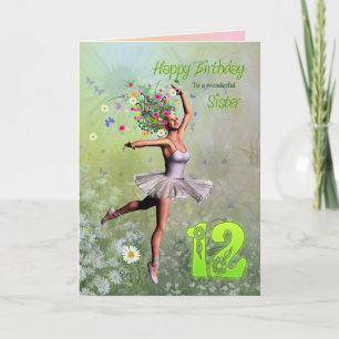 Soeur 12 ans, carte d'anniversaire fée fée