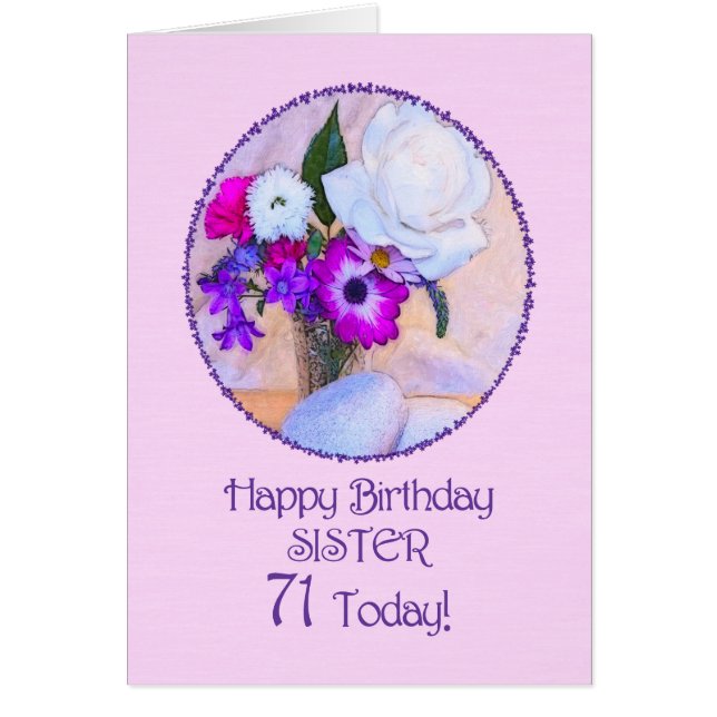 Soeur, 71e anniversaire avec des fleurs peintes. (Devant)