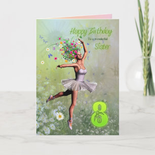 Soeur âge 8, carte d'anniversaire fée fée