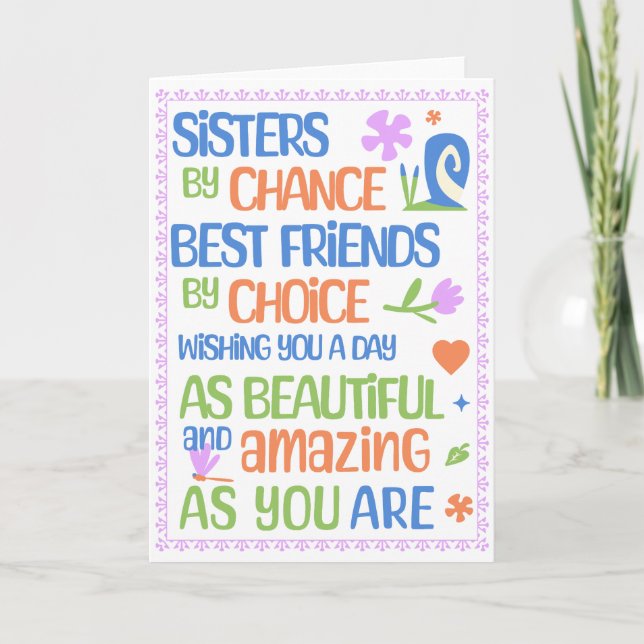 Soeur Anniversaire, carte pliable 5 x 7 (Devant)