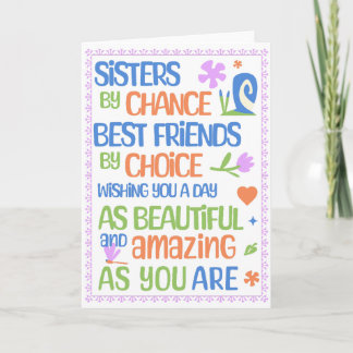 Soeur Anniversaire, carte pliable 5 x 7
