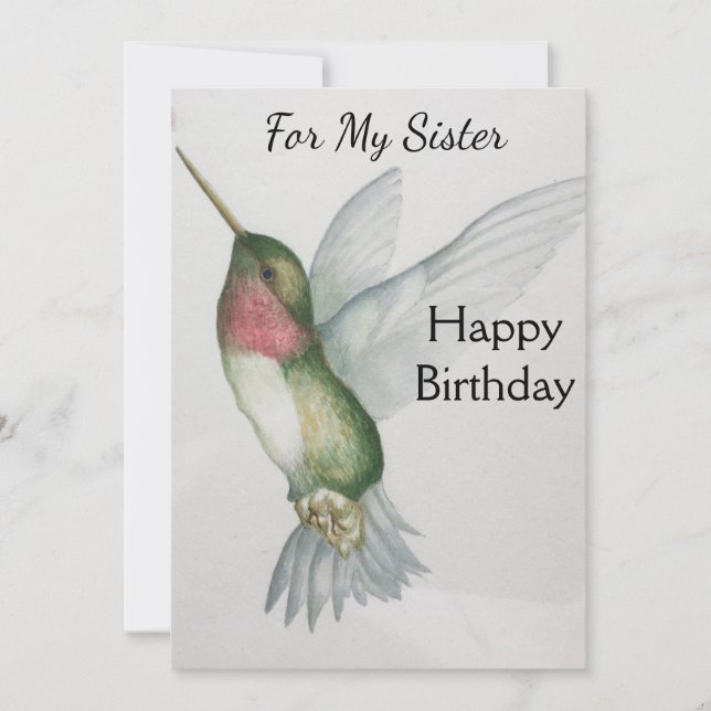 Soeur Anniversaire Hummingbird Elegant Aquarelle (Devant)