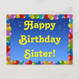 Soeur de joyeux anniversaire de carte postale