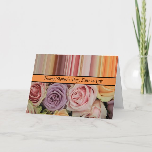 Soeur en droit Bonne carte de rose de la fête des  (Devant)