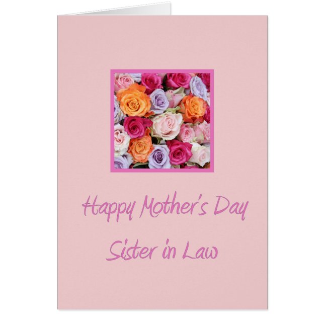Soeur en droit Bonne carte de rose de la fête des  (Devant)