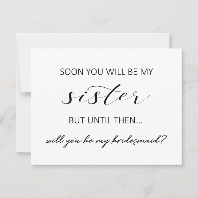 Soeur en droit bridesmaid proposition carte plate (Devant)