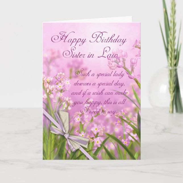 Soeur en droit Carte d'anniversaire - Rose Feminin (Devant)