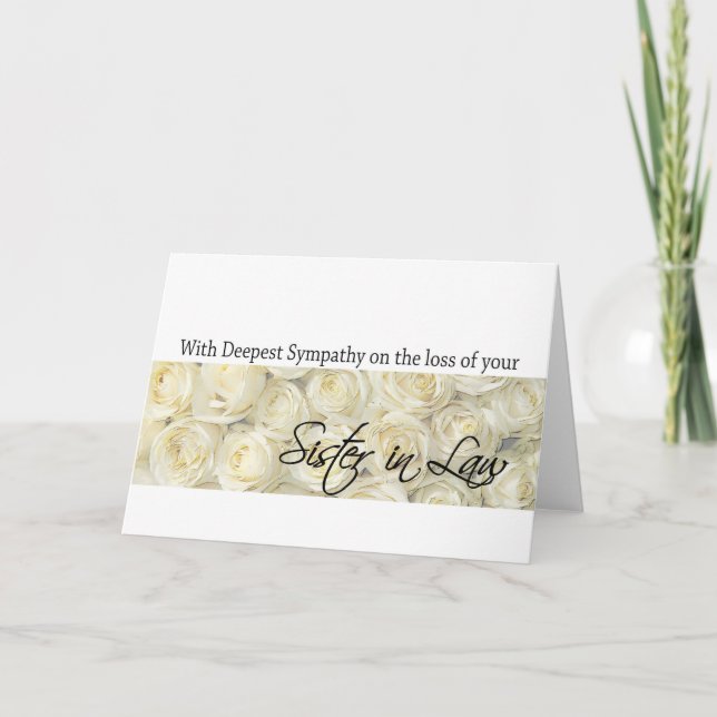 Soeur en droit Carte de sympathie avec Roses (Devant)