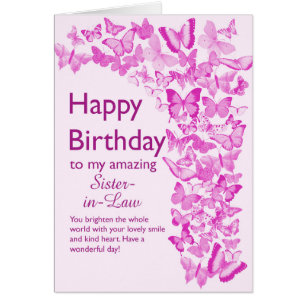 Soeur en droit Papillons d'anniversaire