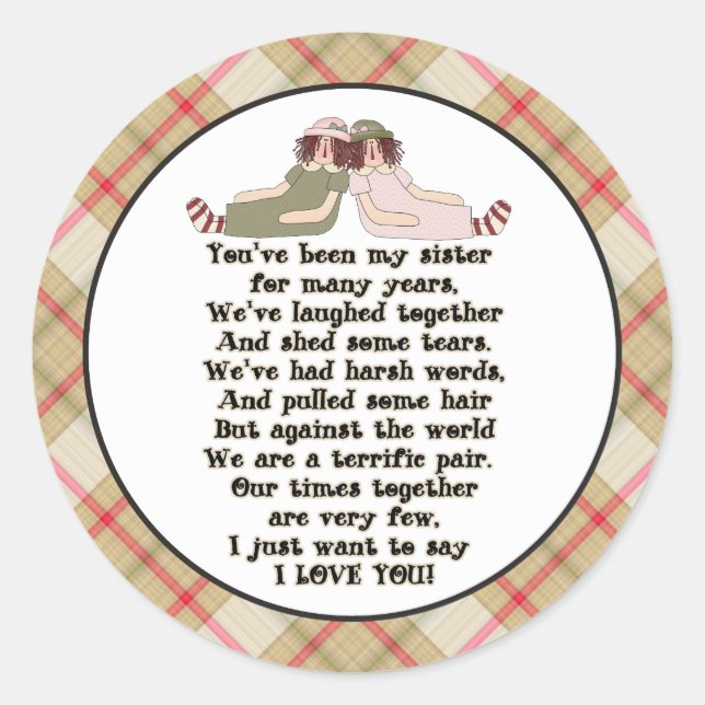 Soeur fun Caricature de la famille autocollant (Devant)