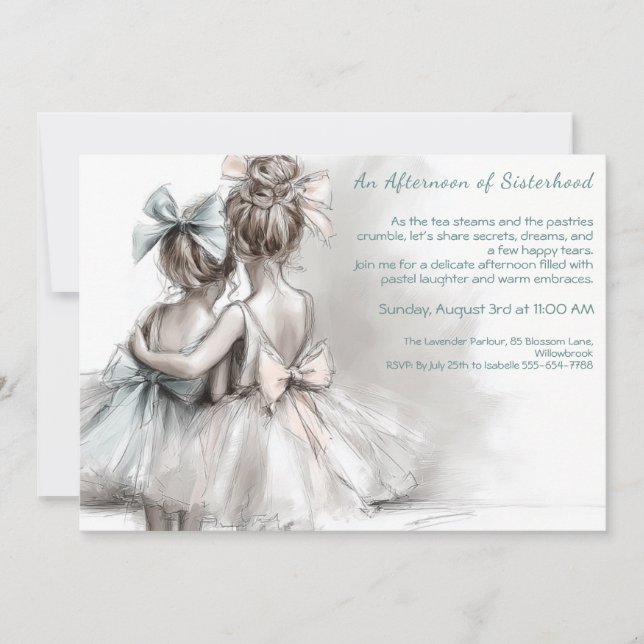 Soeur romantique Thé de jour après-midi Invitation (Devant)