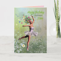 Soeur, une carte d'anniversaire de fée de ballerin