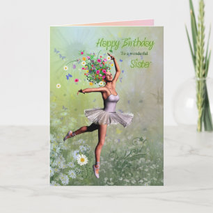 Soeur, une carte d'anniversaire de fée de ballerin