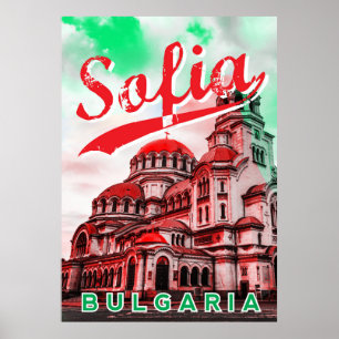 Sofia, Bulgarie, poster vintage