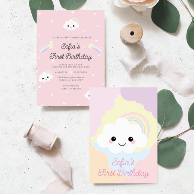 Sofia Cloud Première Invitation d'anniversaire (Sofia Cloud First Birthday Invitation )