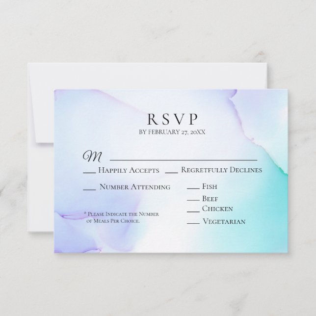 *~* Soft Abstrait Lavender Mint Wedding RSVP (Devant)