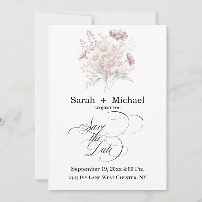 Soft Blooms Spring Floral Save the Date Invitation (Devant)