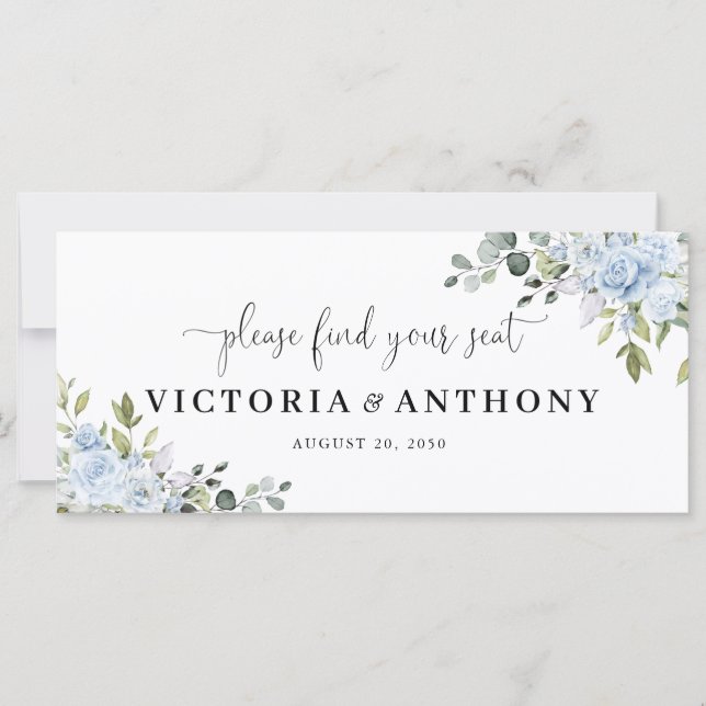 Soft Blue Botanical Wedding Head Table Sign (Devant)