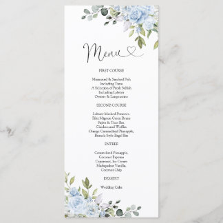 Soft Blue Botanical Wedding Menu