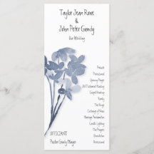 Soft Blue Flower Wedding Programme