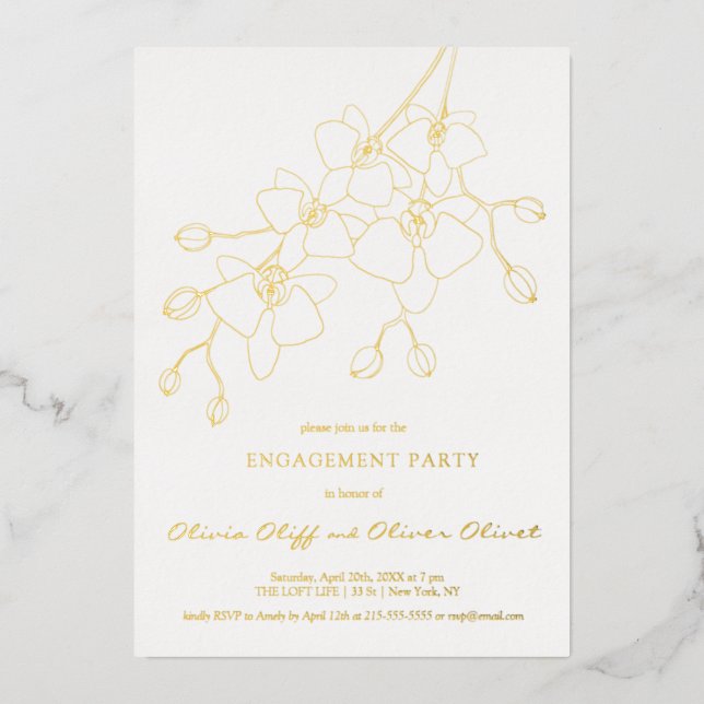 Soft Blue Orchid Engagement Party Invitation (Recto)