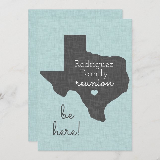Soft Blue State of Texas Family Reunion Invitation (Devant / Derrière)