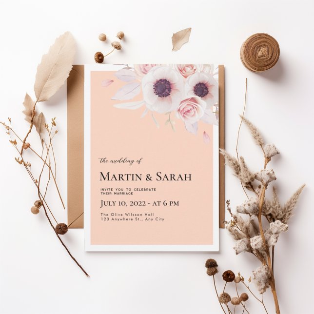 Soft Blush Floral Wedding Invitation (Créateur téléchargé)