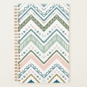 Soft Boho Ethnic Chevron Zig Zag Green Spiral
