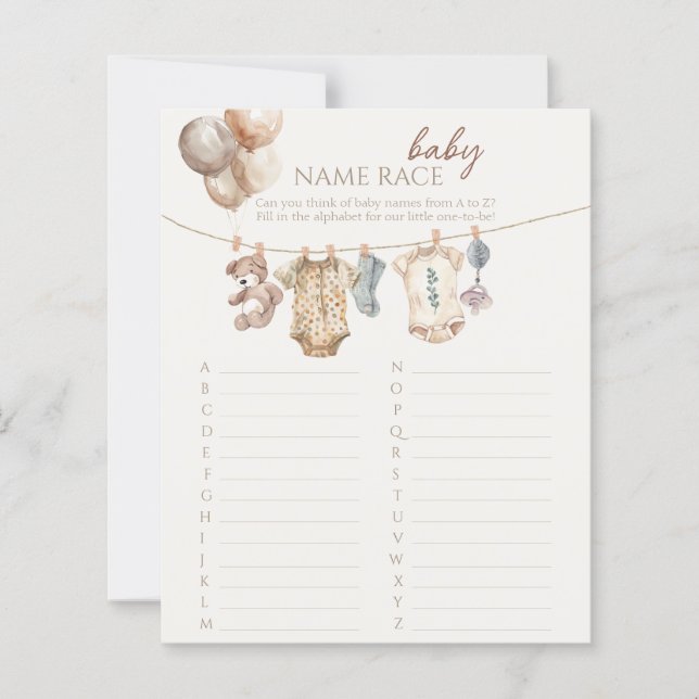 Soft Boho Neutral Vêtements de bébé Nom Course Jeu (Devant)