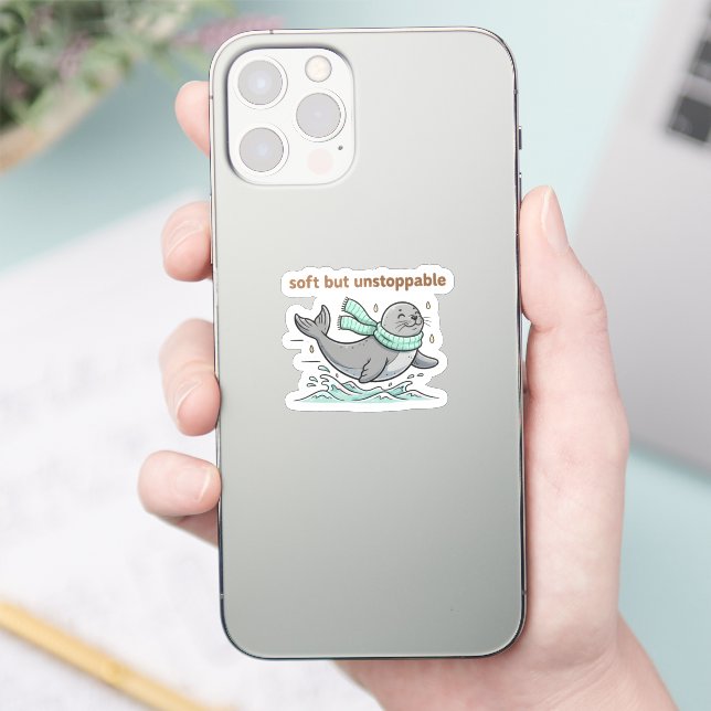 Soft But Unstoppable Cute Seal Sticker (Téléphone)