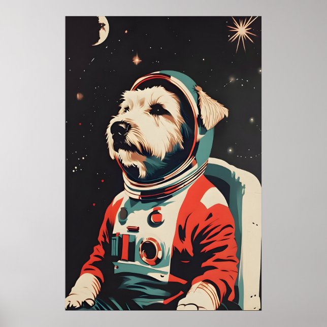 Soft Coated Wheaten Terrier Astronaut Poster (Devant)