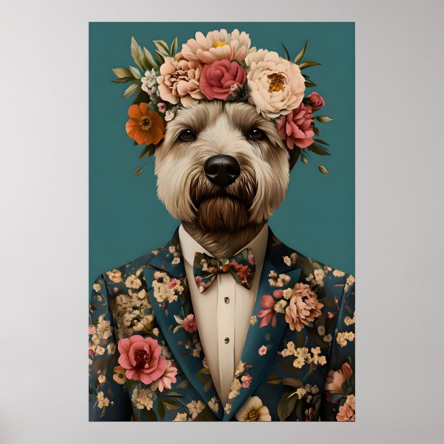 Soft Coated Wheaten Terrier In Suit Poster (Devant)