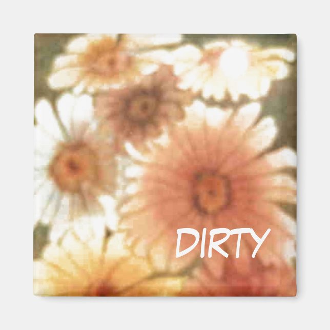 "Soft Daisy" Lave-vaisselle sale Statut Magnet flo (Devant)