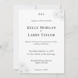Soft Floral Elegance Minimalist Wedding Invitation
