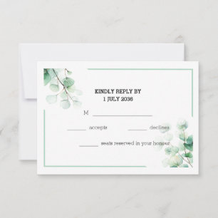 Soft Green Elegant Eucalyptus Twigs Mariage RSVP