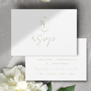 Soft Green Floral Monogramme Mariage RSVP