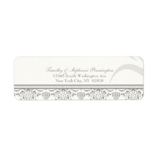 Soft gris chic damask étiquette de adresse personn