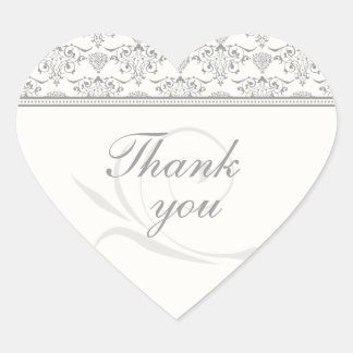 Soft gris chic mariage damassé merci stickers