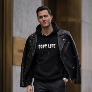 Soft Life Sweat à Capuche Graphique Noir   Minimal