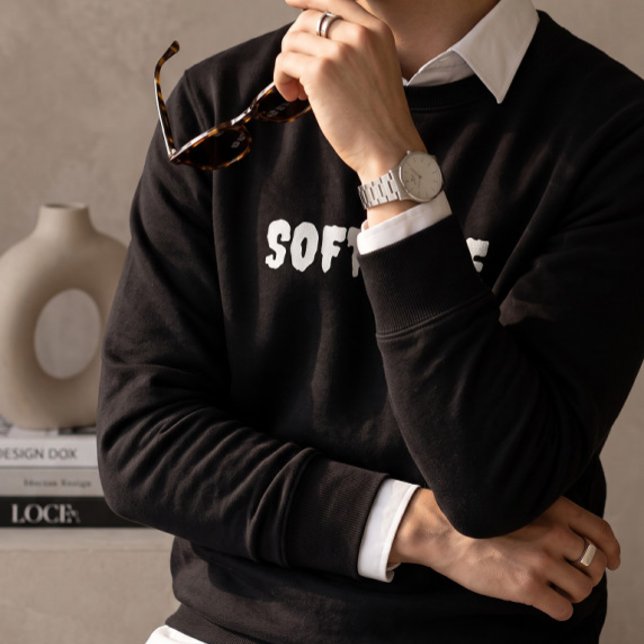 Soft Life Sweatshirt à col rond noir pour hommes | (Créateur téléchargé)