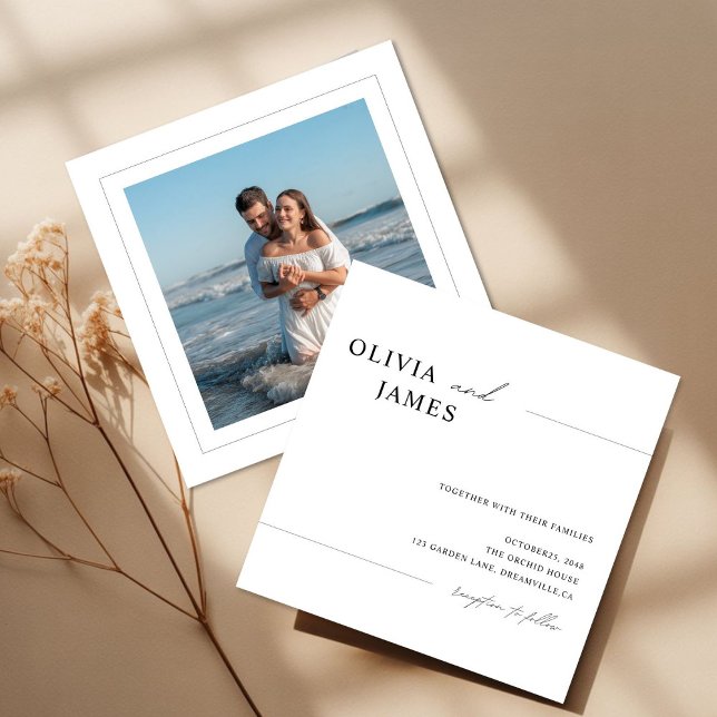 Soft Minimal Square Photo Wedding Invitation  (Créateur téléchargé)