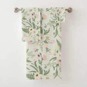 Soft Mint Green Garden Motif